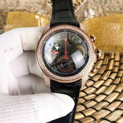 Corum Bubble Rose Gold Black Chronograph Face Watch for Sale - Best Replica